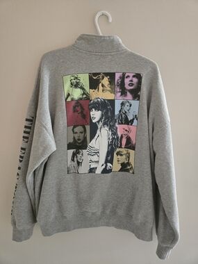 💫 Taylor Swift Eras Tour Official Crewneck Grey/Multi Colour Half Zip Sweater